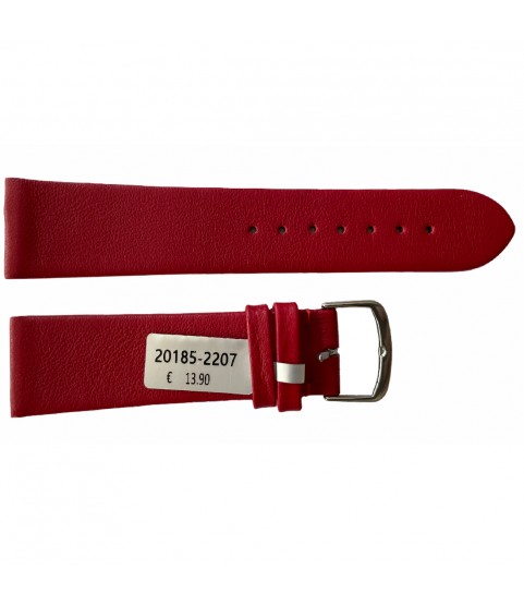 Leather waterproof red smooth strap for watches 22mm