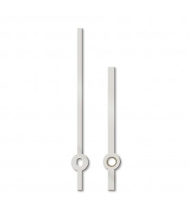 Pair of clock hands, baton-style, length 100 mm, aluminum, white