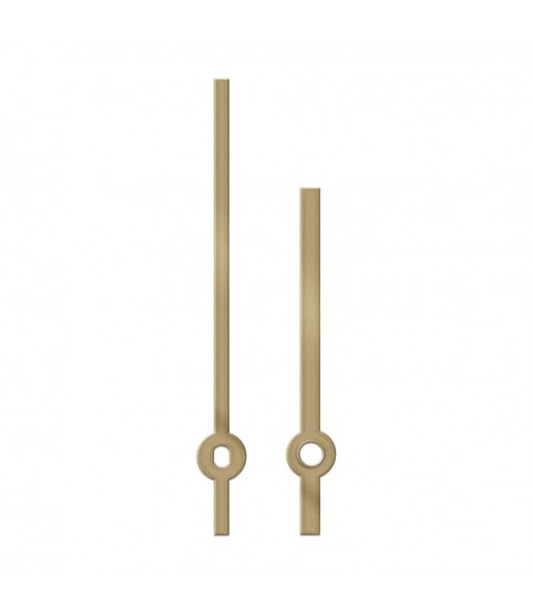 Pair of clock hands, baton-style, length 100 mm, aluminum, gold tone