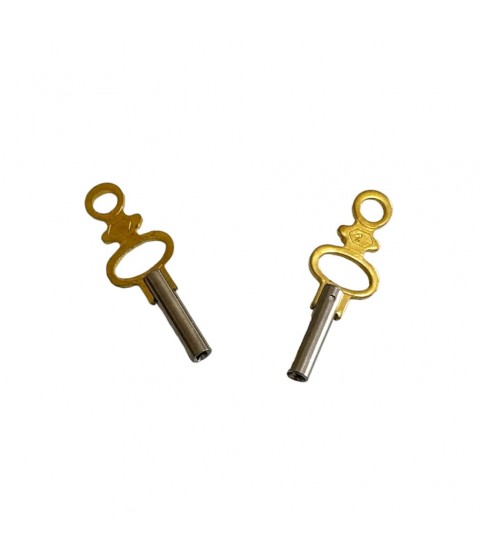 Set of 20 pocket-watch keys nickel-plated steel shaft and stamper brass handle