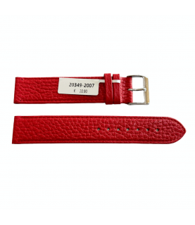XL red watch leather strap with silver tone buckle 20mm