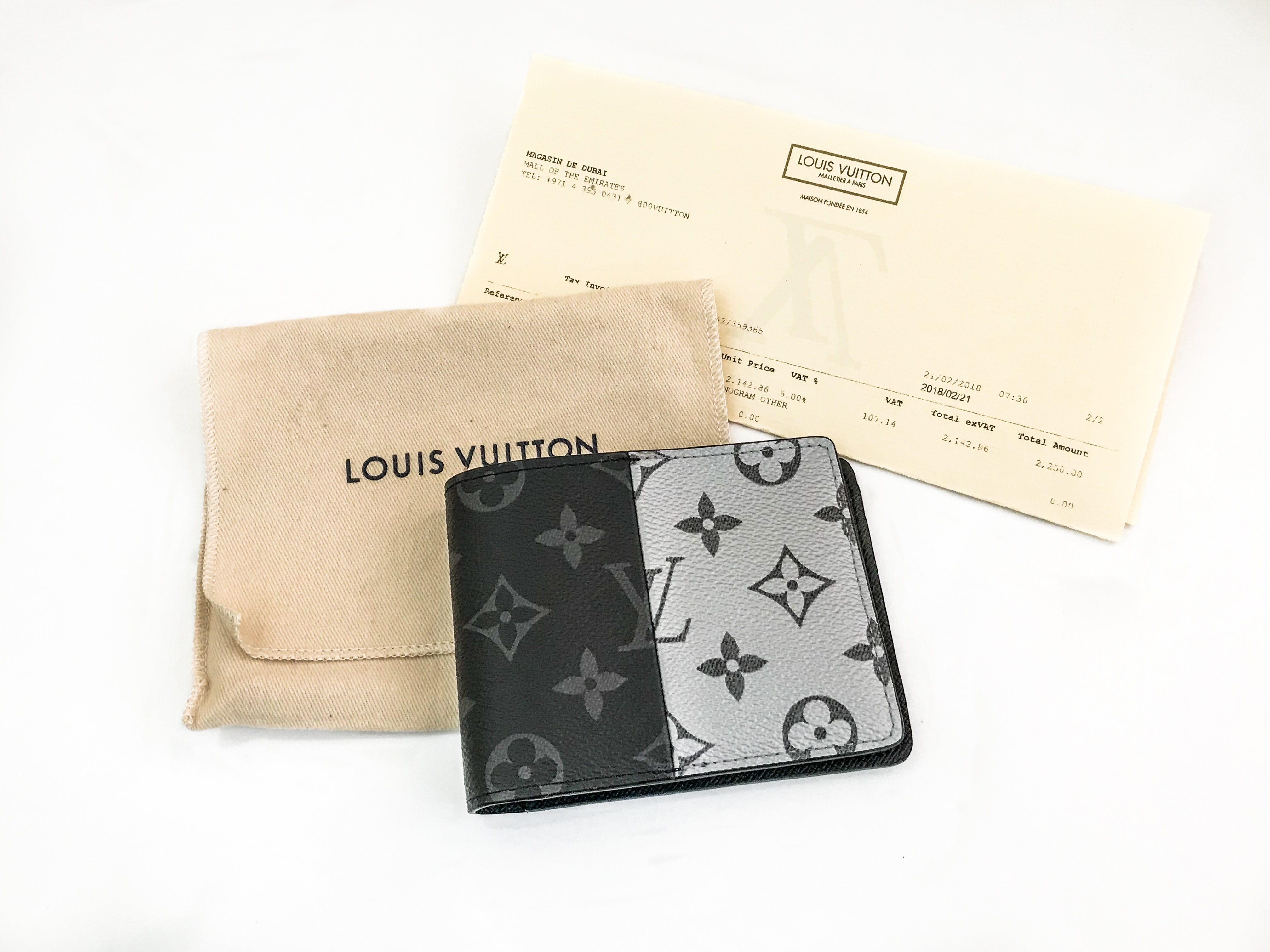 LOUIS VUITTON Monogram Eclipse Canvas Multiple Wallet Black/Grey