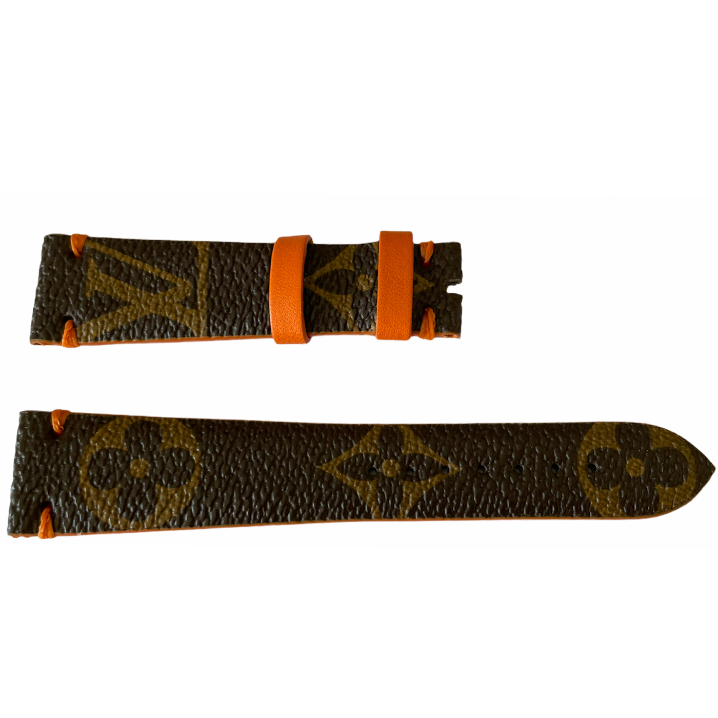 Louis Vuitton Monogram Leather Strap for Watches Brown & Orange 20mm